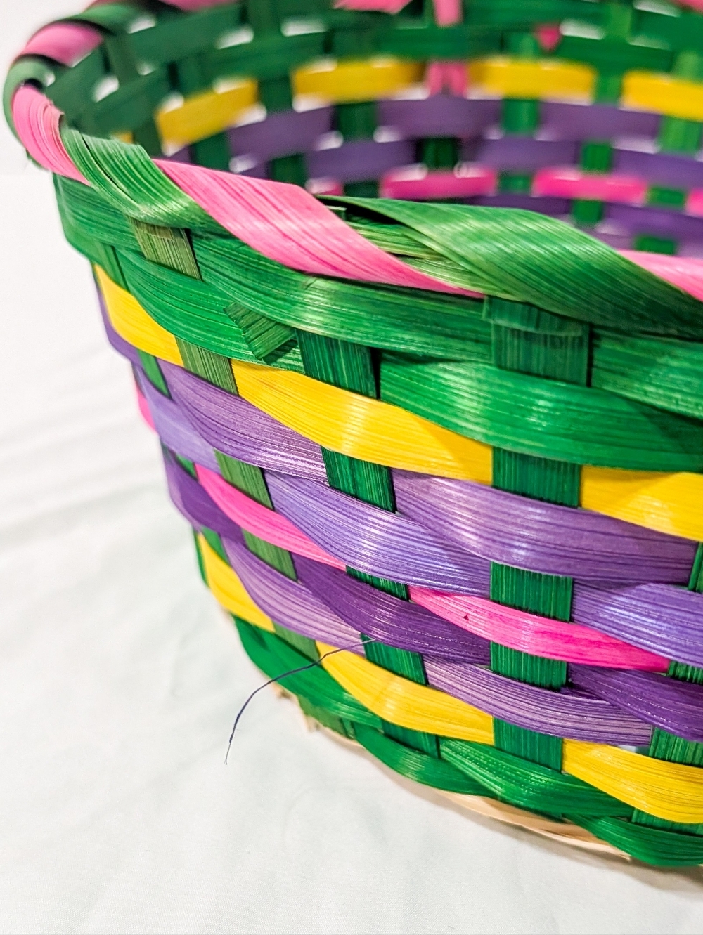 Bright Multi-Color Woven Spring/Easter Basket - Picture 7 of 12
